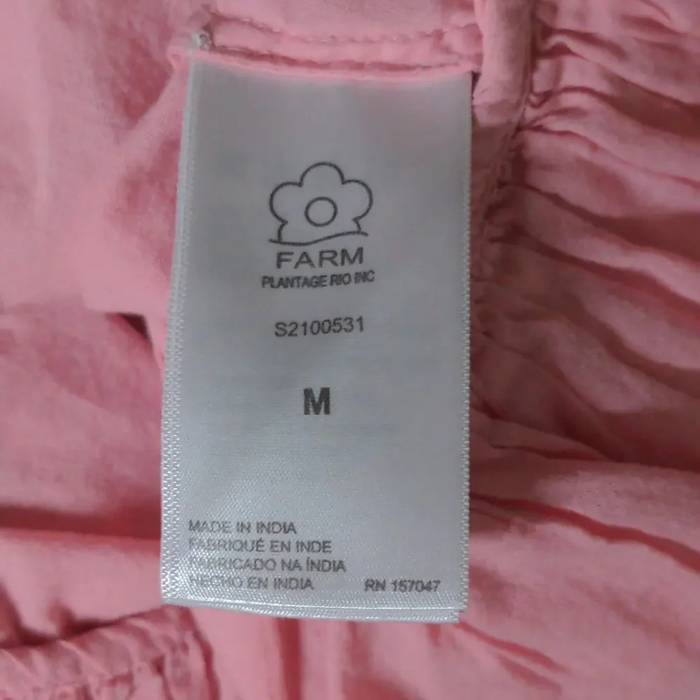 Farm Rio Puff-sleeve Ruffle Cotton Blouse In Pink – Size M– NWT